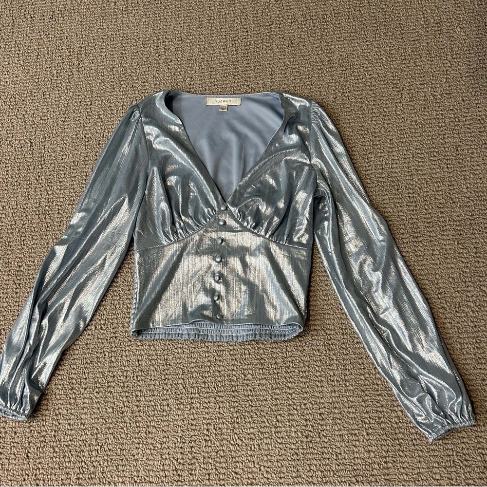 Anthropologie Flat White Iridescent Top! OBO! WORN ONCE! SIZE XXS!